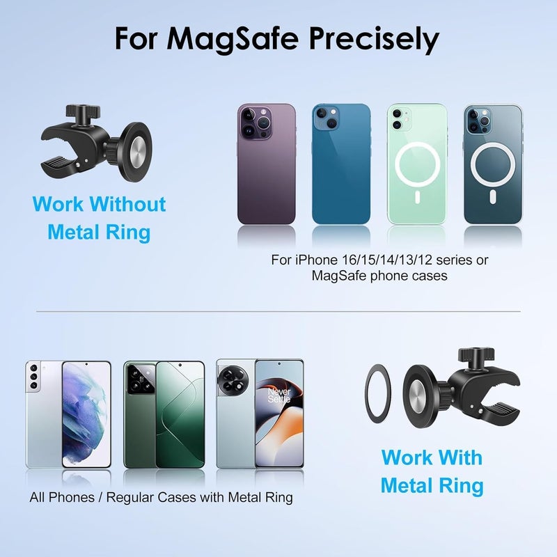 EEEKit Exercise Bike Phone Holder, Magnetic Handlebar Phone Mount for iPhone Magsafe and All Smartphones, for Stationary Treadmill Gym Fitness Equipment - Image 5